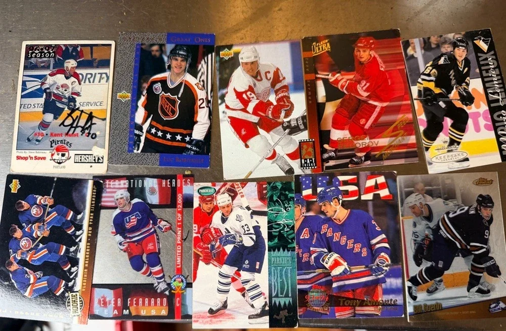 Vintage 1990s NHL Hockey Trading Card Lot 12 Cards Rangers Red Wings Flyers Team